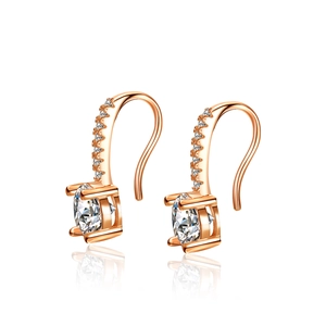 Boucles d'Oreilles Pendantes en Argent Sterling 925 Moissanite Zirconia pour Femme Coupe Ronde Quatre Griffes Bijoux Vintage