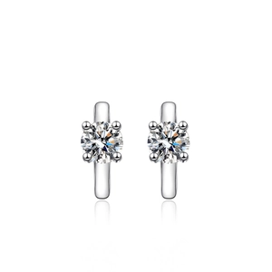 Elegant s925 silver moissanite stud earrings with round cut four-claw setting for women