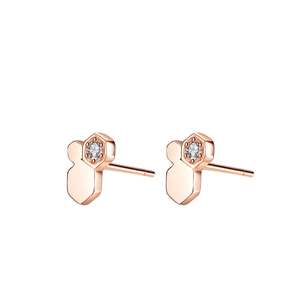 S925 Sterling Silver Honeycomb Stud Earrings For Women Rose Gold Plated Moissanite Geometric Earring With GRA Certificate