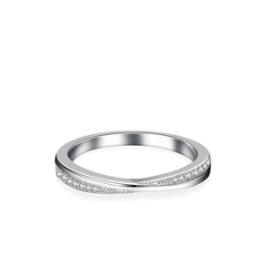 Elegant S925 sterling silver criss cross moissanite ring with polished white gold finish