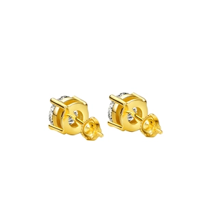 Classic 18K gold plated S925 silver four-prong stud earrings with secure screw-back design