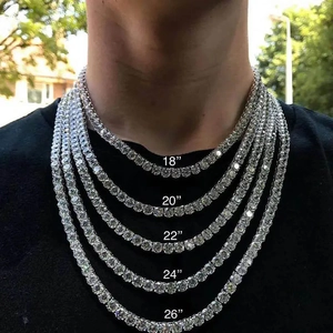 Classic S925 sterling silver moissanite tennis chains in various lengths from 18 to 26 inches