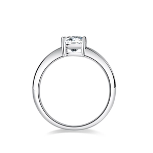 S925 silver ring featuring a 2-carat rectangular emerald-cut moissanite in four-prong setting