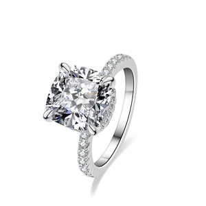 Luxus 4 Karat Moissanit Ring 925 Sterlingsilber Radiant-Schliff Quadratischer Verlobungsring Für Damen Hochwertiger Schmuck Ehering