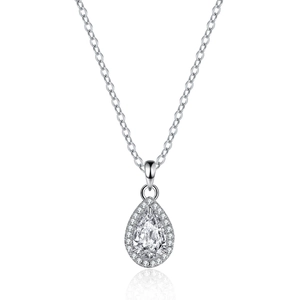 925 Sterling Silver Moissanite Pendant Necklace Pear Cut Water Drop Halo Cross Jewelry With GRA Certificate For Women