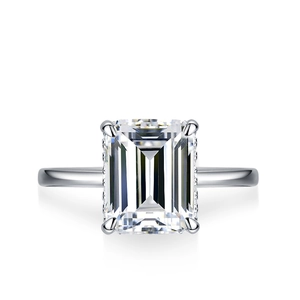 Bague en Moissanite Taille Émeraude de Luxe pour Femme Argent Sterling 925 Incrusté Fiançailles Mariage Bijoux de Mode
