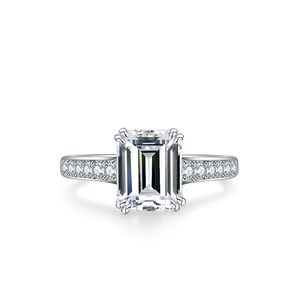 Luxury Emerald Cut Moissanite Ring S925 Sterling Silver Engagement Wedding Band For Women Elegant D Color Moissanite Stone Ring Jewelry Gift