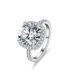 Luxurious 925 Sterling Silver Cushion Cut Moissanite Ring With GRA Certificate Radiant Halo Pave Engagement Jewelry For Women