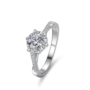S925 Sterling Silver Moissanite Ring For Women Twisted Arm Snowflake Engagement Ring Round Cut Zirconia Halo Wedding Jewelry Finger Ring