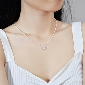 Elegant S925 sterling silver moissanite necklace featuring a sparkling solitaire pendant