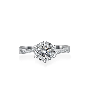 Classic Moissanite engagement ring in S925 sterling silver with a halo twisted band design