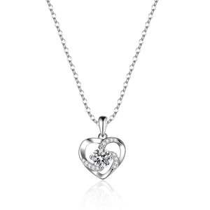 Pendentif coeur en argent sterling 925 avec moissanite 0,5 carat et chaîne fine