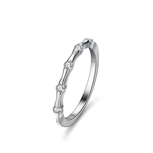 925 Sterling Silver Moissanite Ring For Women Minimalist Bamboo Joint Wave Design Inlaid Fine Jewelry Wedding Gift