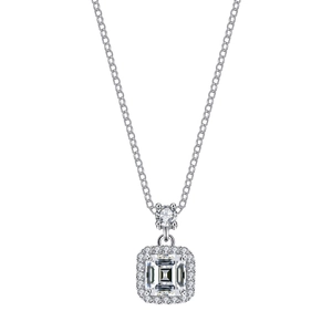 925 Sterling Silver Moissanite Pendant Necklace For Women Luxury Emerald Cut Halo Square Necklace With GRA Certificate Fashion Jewelry Gift