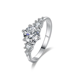 Anello in Argento Sterling S925 Moissanite per Donna Classico a Sei Griffe 1ct Zirconia Anello di Fidanzamento Matrimonio Certificato GRA Gioielli Intarsiati Regalo