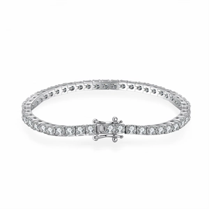 Minimalist 925 Sterling Silver Moissanite Tennis Bracelet For Women Sparkling Round Cut Full Stone Elegant Fine Jewelry Gift