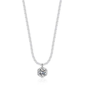 Elegant S925 sterling silver necklace with a brilliant moissanite pendant on a bead chain