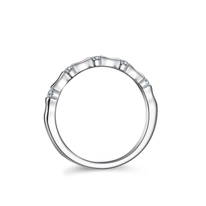 Elegant S925 sterling silver bamboo joint ring with five sparkling moissanite stones