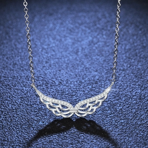 925 Sterling Silver Moissanite Angel Wings Pendant Necklace For Women Elegant Moissanite Jewelry With GRA Certificate
