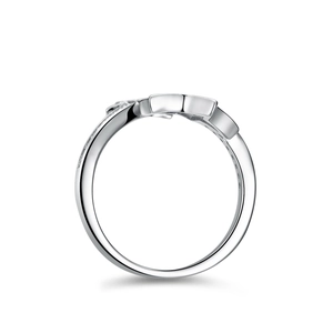 S925 sterling silver moissanite ring with star moon design and polished finish