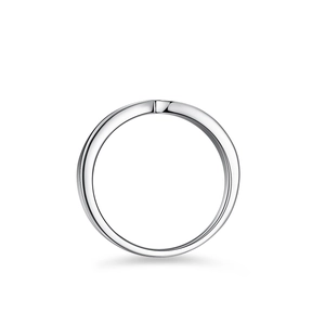 S925 sterling silver moissanite crossover ring with polished finish and minimal design