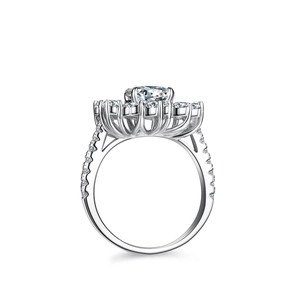 Oval cut 2 carat Moissanite ring in S925 sterling silver with halo cluster setting