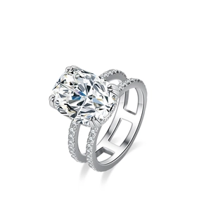 8ct Cushion Cut Mint Green Moissanite S925 Silver Double Ring with H Pattern