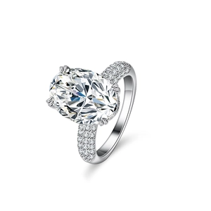 Bague en Argent Sterling 925 avec Moissanite Taille Ovale pour Femme Bague de Fiançailles Mariage Bijoux de Luxe