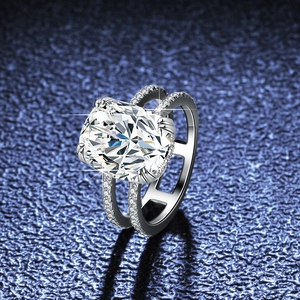 8 carat cushion cut mint green moissanite ring in S925 sterling silver double pave band