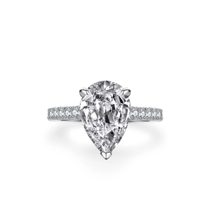 Luxe Bague en Argent Sterling 925 avec Moissanite Taille Poire Pour Femmes 4 Carats Couleur D Goutte d'Eau Bande Incrustée Bijoux de Mode pour Mariage Fiançailles