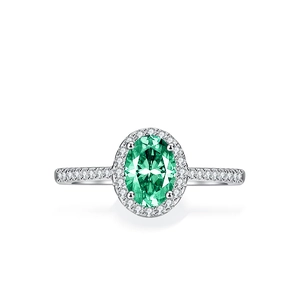 925 Sterlingsilber Grüner Ovaler Moissanit Ring GRA Zertifikat Halo Eingelegt Verlobungsring Hochzeit Damen Schmuck