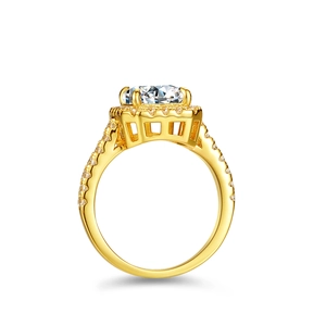 Luxury S925 silver moissanite ring with large round solitaire and pave accent stones