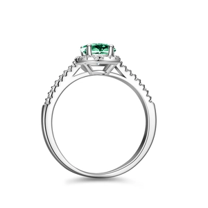 Eleganter S925 Sterlingsilber Ring mit ovalem grünen Moissanit in Halo-Diamantfassung