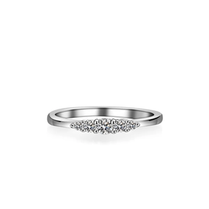 Elegant S925 sterling silver ring featuring five graduated round moissanite stones
