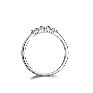 Elegant S925 sterling silver ring with five round-cut moissanite stones in a row