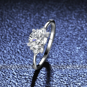 Elegant 925 sterling silver moissanite ring with brilliant round center stone and side accents
