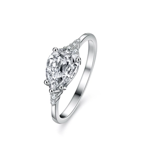 S925 Sterling Silver Pear Shape Moissanite Ring For Women Marquise Cut Water Drop Gemstone Inlaid Adjustable Finger Ring Jewelry