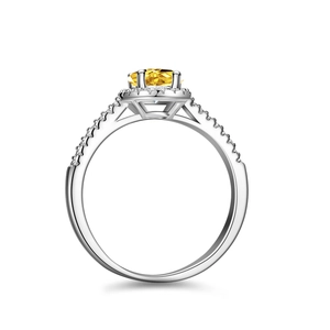 Elegant S925 sterling silver ring with 1 carat oval yellow moissanite stone