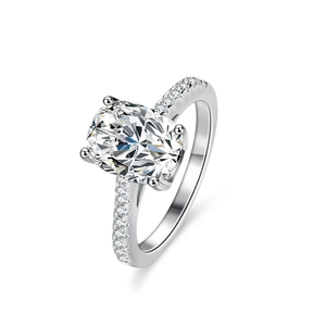 925 Sterling Silver Moissanite Ring For Women Luxury Rectangle Cushion Cut Engagement Wedding Ring D Color 2 Carat Jewelry