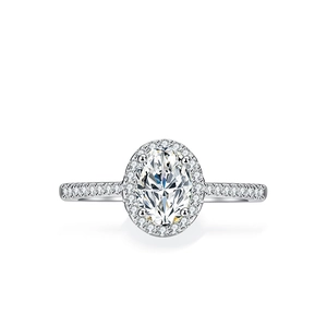 S925 Sterling Silver Oval Cut Moissanite Ring 1 Carat Halo Engagement Wedding Band With GRA Certificate For Women Luxury Jewelry