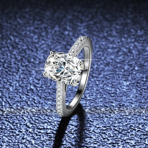Luxurious S925 silver ring featuring a 2ct radiant cut oval moissanite in a micro-pave setting
