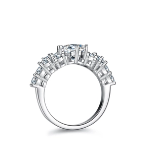 925 sterling silver ring with princess cut moissanite in a classic four-claw setting