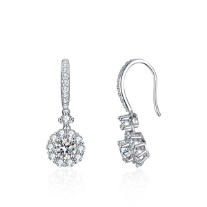 Lussuosi Orecchini a Bottone Halo Tondi in Argento Sterling S925 Donna Brillanti Moissanite Diamante Gioielli
