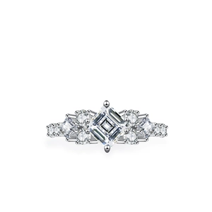 925 sterling silver princess cut moissanite ring with luxury halo multi-stone setting