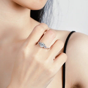 Elegant oval cut moissanite ring in S925 sterling silver worn on a finger