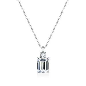 S925 Sterling Silver Emerald Cut Moissanite Pendant Necklace For Women Elegant Square Gemstone Clavicle Chain Jewelry Gift