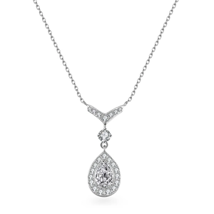 925 Sterling Silver Moissanite Pendant Necklace Pear Cut Waterdrop Halo Clavicle Chain For Women Jewelry GRA Certificate