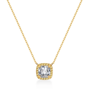 925 Sterling Silver Moissanite Pendant Necklace For Women Emerald Cut Princess Square Halo Inlaid Clavicle Chain Jewelry