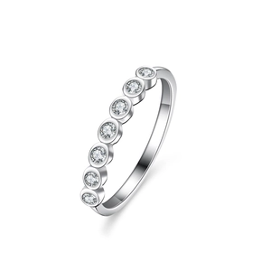 925 Sterling Silver Moissanite Ring For Women Luxury Seven Stone Bezel Set Eternity Band Sparkling Wedding Anniversary Jewelry