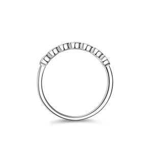 Classic 925 sterling silver moissanite eternity ring with pavé-set round gemstones